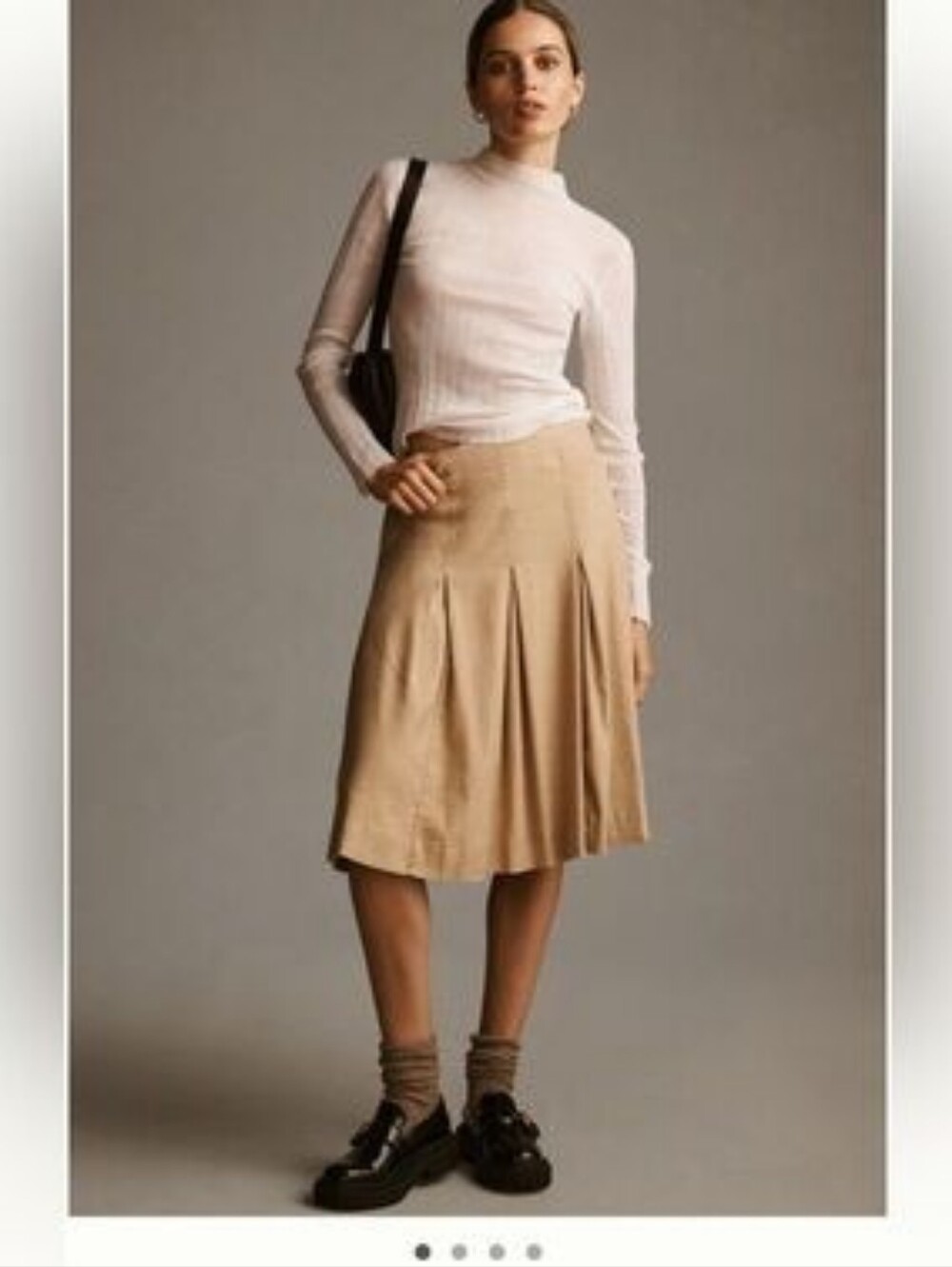 Maeve By Anthropologie Women Small Pleated Mini Skirt in Beige Size Small